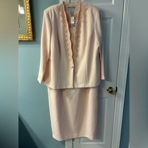 Jessica Howard Classy Blush Pink Dress/ Jacket Set with Lace Trim